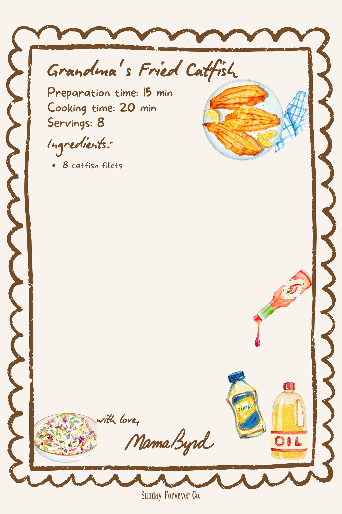 Grandma's Fried Catfish Recipe Card