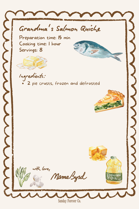 Grandma's Salmon Quiche Recipe Card